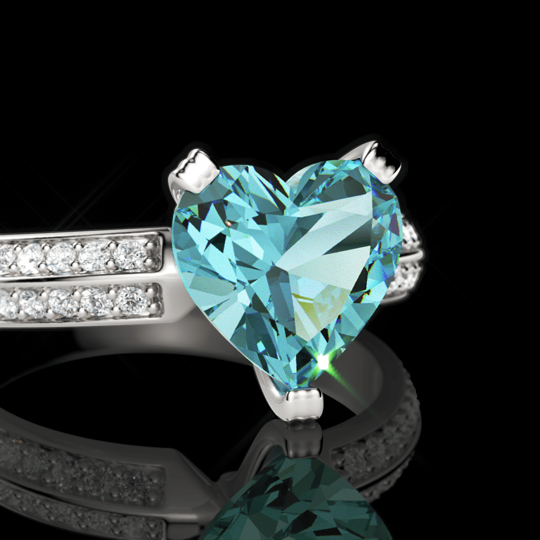 Aqua Heart, White Gold 18k / Heart Aquamarine