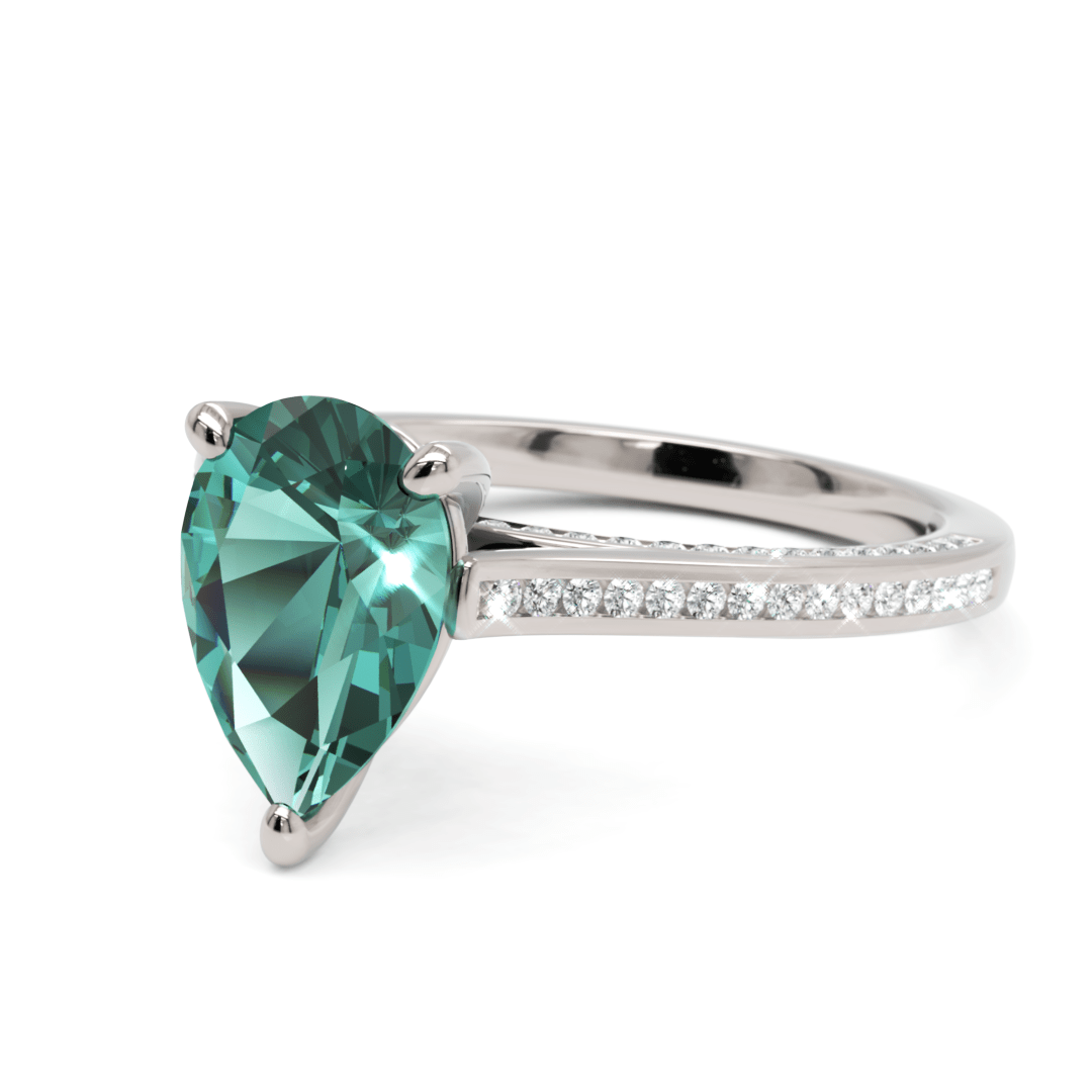 Luminous Tear, White Gold 18k / Pear Emerald